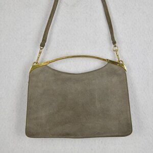 Vintage Nicholas Reich Gray Suede Fitted Handbag Purse / Clutch
